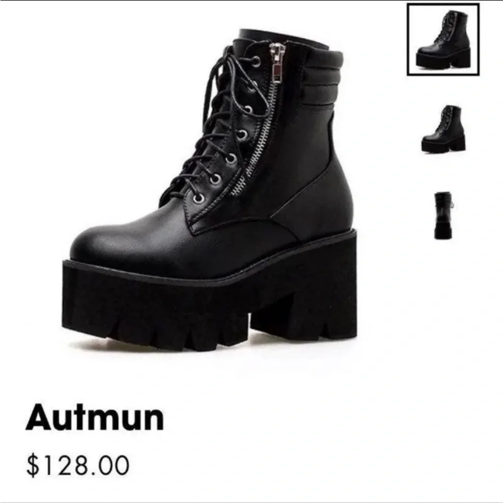 Goth platform combat boots black 5.5